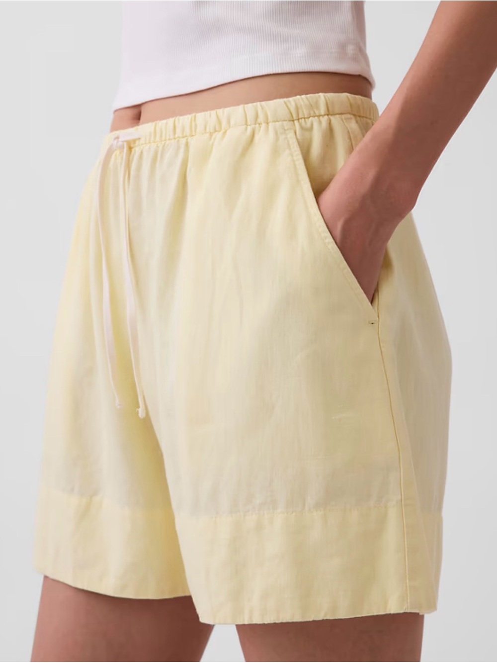 NWT GAP Linen Blend Yellow Elastic Waist 6” Easy Shorts